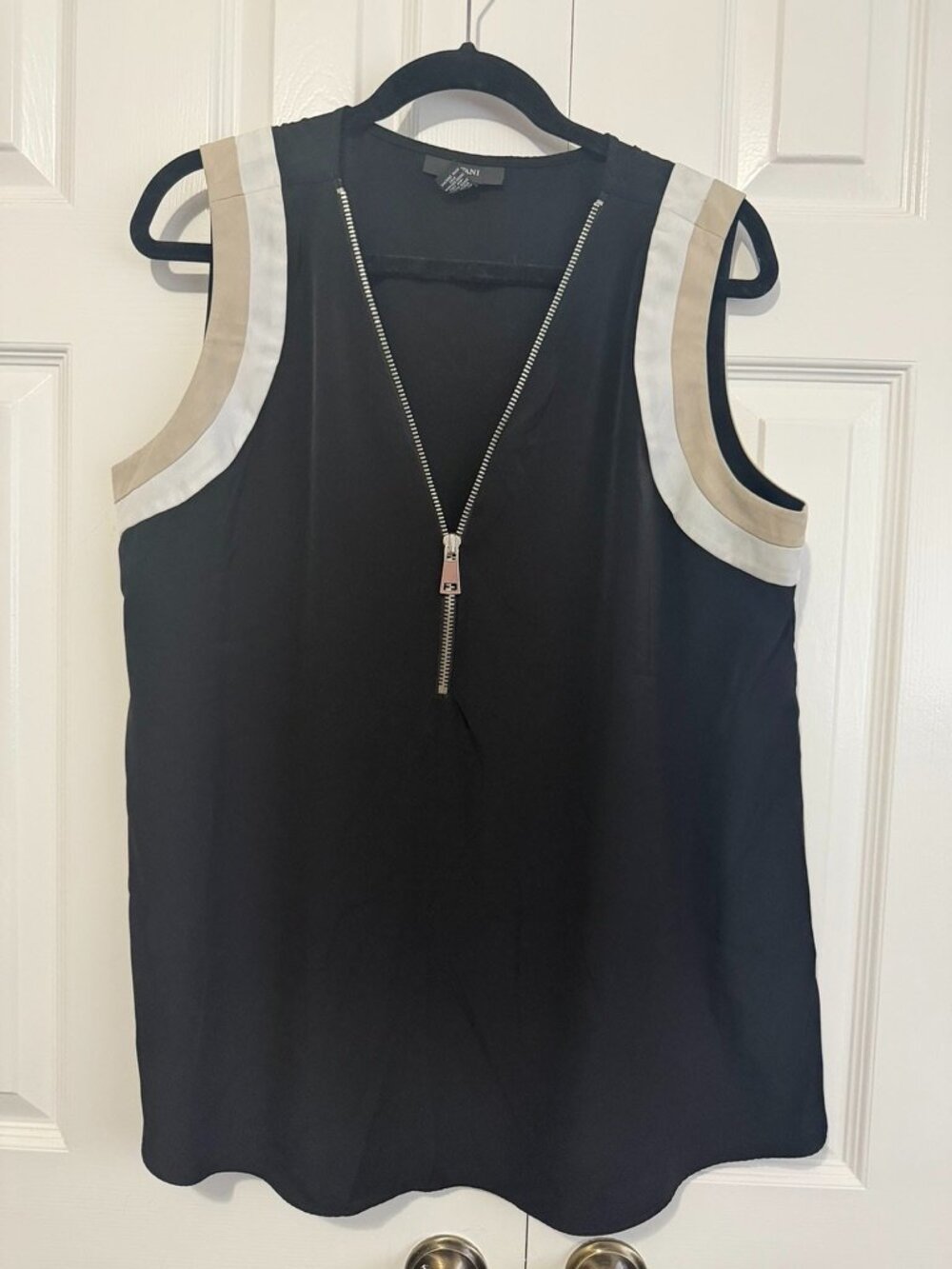Alfani Womens Tank with Cream and White Stripe Size 14